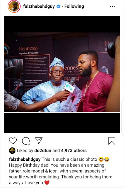 Screenshot_20200521-122950_1590060884190 Falz celebrates his father, Barrister Femi Falana on his 62nd birthday.
