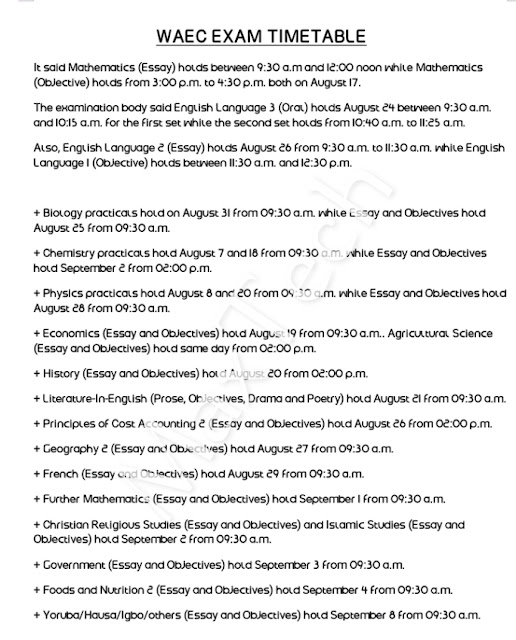 Screenshot_20200804-233635_1596580684907 UPDATED: WAEC releases 2020 WASSCE timetable